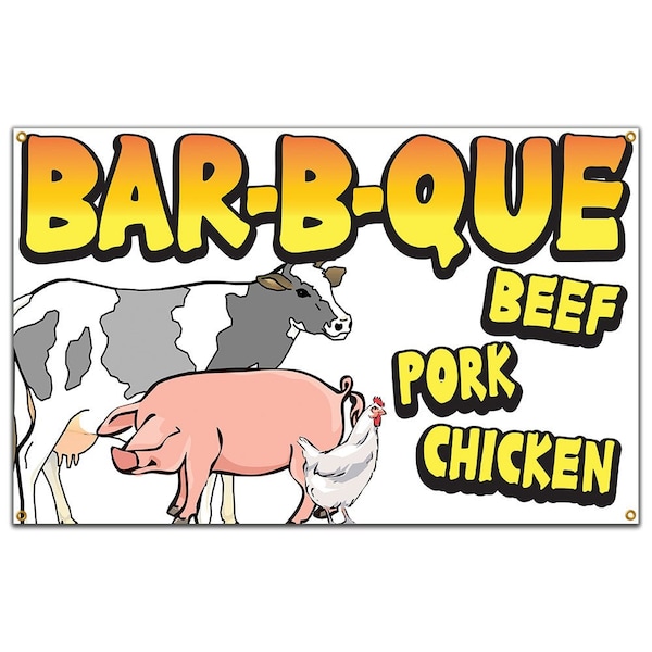Signmission Bar-B-Que Beef Pork Chicken Banner Concession Stand Food Truck Single Sided B-72 Bar-B-Que Beef Pork Chicken19 - main